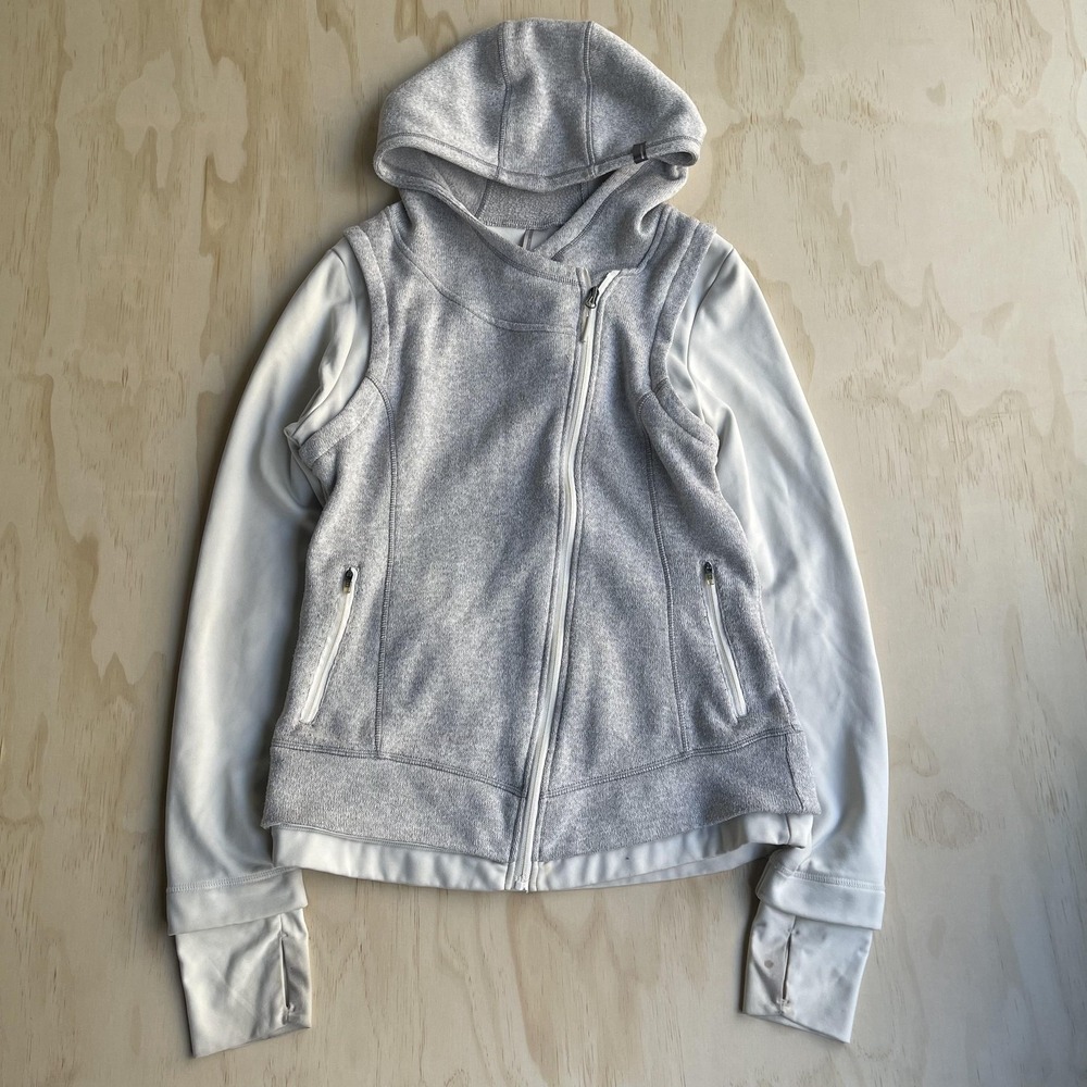 Mondetta Jacket Womens Large Gray Hooded Full Zip Thumbholes‎ Athletic Fleece